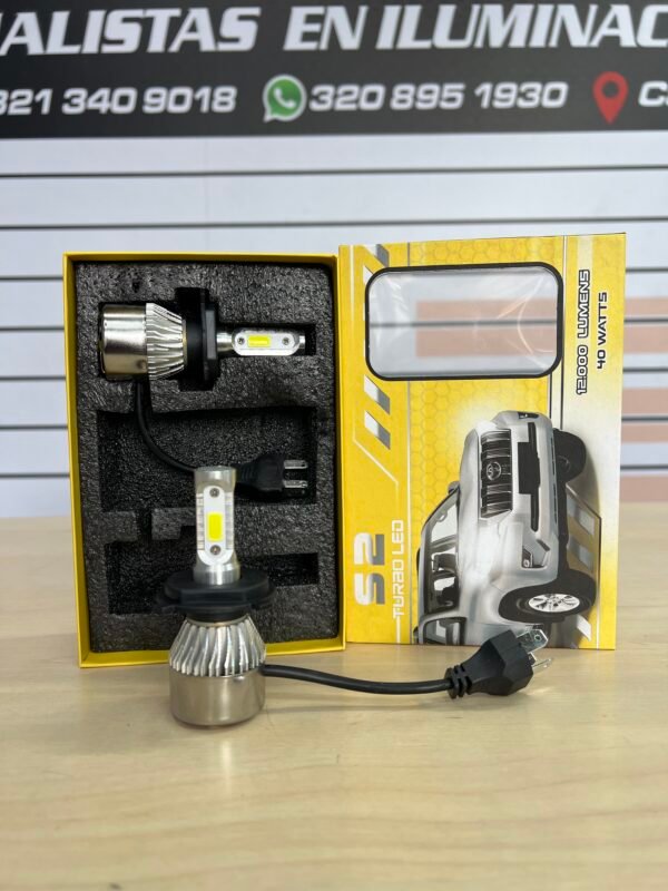 Bombillos LED S2 Turboled con 8.000 lúmenes de luz blanca por unidad. Opción económica, funcional y con 6 meses de garantía. Referencias desde H1 hasta 9006.